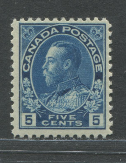 Lot 94 Canada #111 5c Dark Blue King George V, 1911-1928 Admiral Issue, A FNH Example With Normal Frame Line