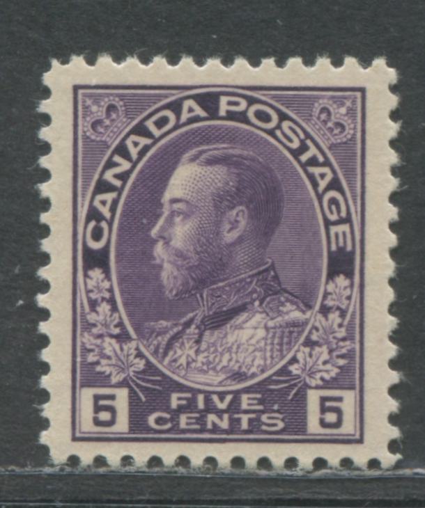 Lot 95 Canada #112 5c Violet King George V, 1911-1928 Admiral Issue, A VFLH Example Of The Wet Printing With Normal Frame Line