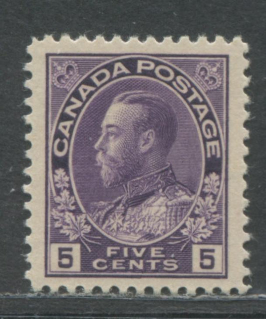 Lot 95 Canada #112 5c Violet King George V, 1911-1928 Admiral Issue, A VFLH Example Of The Wet Printing With Normal Frame Line