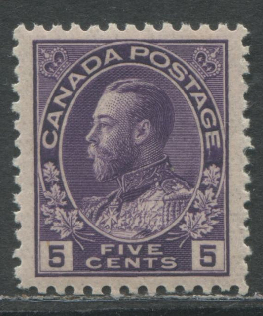 Lot 96 Canada #112a 5c Violet King George V, 1911-1928 Admiral Issue, A VFNH Example Of The Wet Printing With Normal Frame Line On Thin Experimental Paper