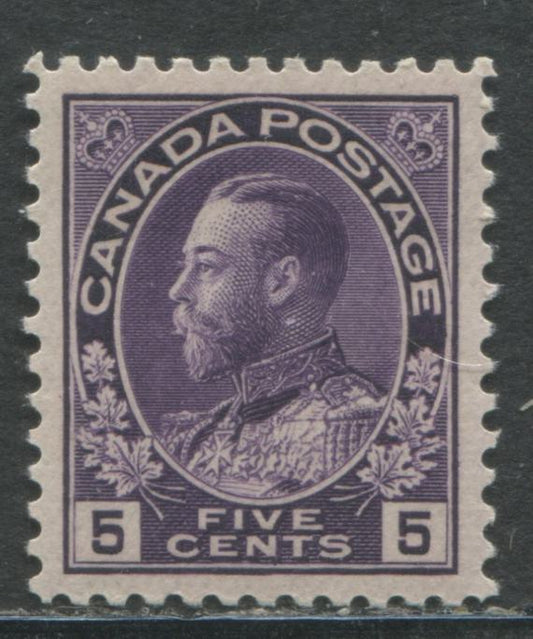 Lot 97 Canada #112a 5c Violet King George V, 1911-1928 Admiral Issue, A Superb NH Example Of The Wet Printing With Normal Frame Line On Thin Experimental Paper