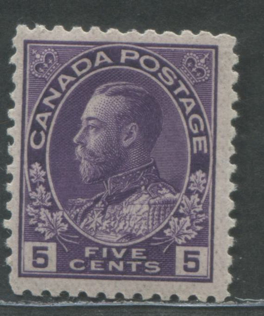 Lot 98 Canada #112a 5c Violet King George V, 1911-1928 Admiral Issue, A FOG Example Of The Wet Printing With Normal Frame Line On Very Thin Experimental Paper