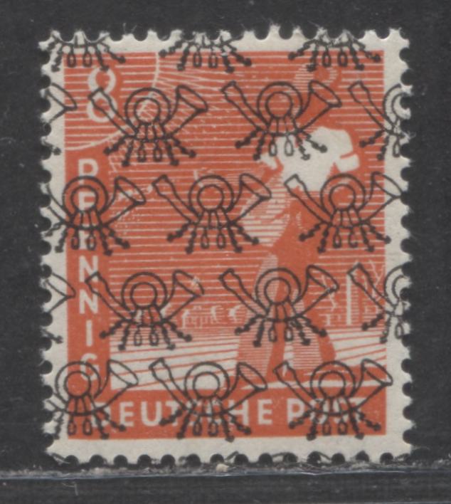 Germany - American & British Zone #619var(MI #38IIc) 1947-1948 Reconstruction Definitive Issue With Network Posthorn Overprint, 8pf Orange Red Shade, Ridged Gum,VFOG, Michel Cat. 16 Euro, Net Est. $15