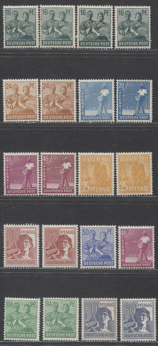 Lot 259 Germany - American and British Zone MI#943 (563)/9581 (573) 1947-1948 Pictorial Issue, Including Many Listed Shades, 20 VFOG Singles, Click on Listing to See ALL Pictures, 2023 Michel Cat. €4