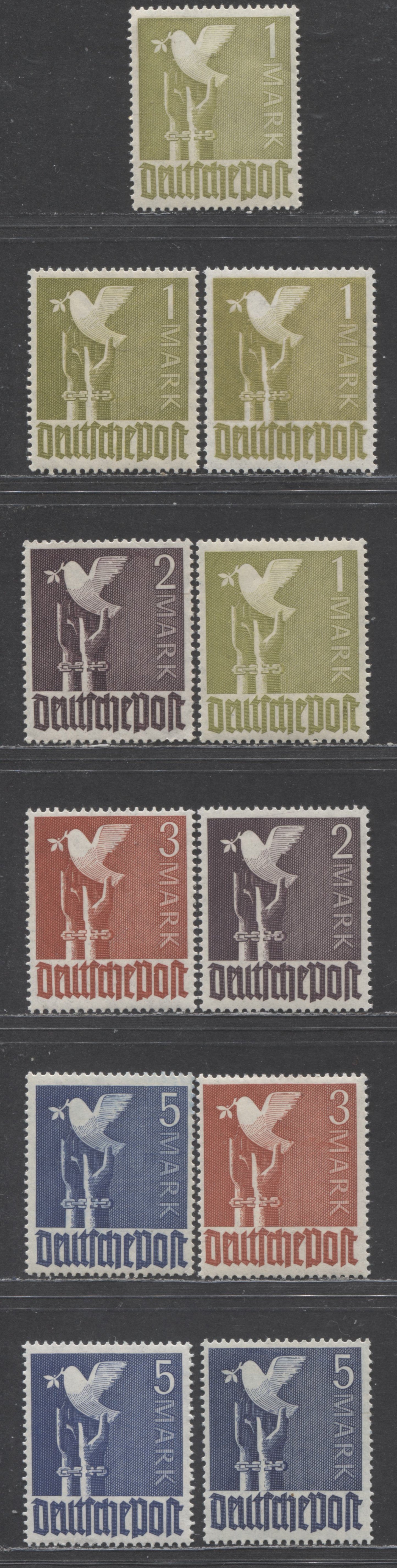 Germany MI#959 (574)-962 (577) 1947-1948 Pictorial Issue, With Shade Variations, One Fluorescent Stamp, 11 Fine-Very Fine Mint NH, Click on Listing to See ALL Pictures, 2023 Michel Cat. 46.3 Euro