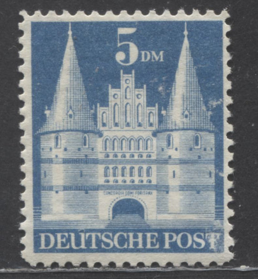 Lot 282 Germany - American and British Zone MI#100IYB (SC# 661) 5dm Blue 1948-1951 Buildings Issue, Perf 11, Type 1, Wmk Y, A Very Fine Unused Single, Click on Listing to See ALL Pictures, Estimated Value $10 USD