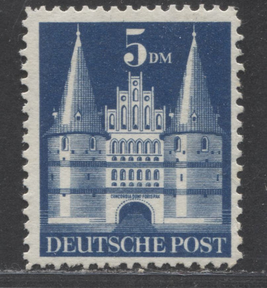 Lot 284 Germany - American and British Zone MI#100ICYB (SC# 661var) 5dm Blue 1948-1951 Buildings Issue, Perf 11, Type 1c, Wmk Y, A VFOG Single, Click on Listing to See ALL Pictures, 2017 Scott Cat. $90 USD