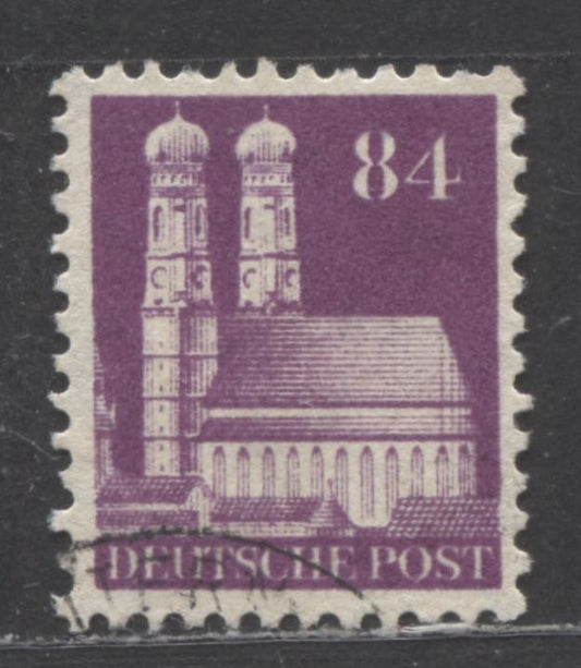 Lot 293 Germany - American and British Zone MI#95XF (SC# 656) 84pf Rose Violet 1948-1951 Buildings Issue, Line Perf 14.25 x 11, Wmk X, A Very Fine Used Single, Click on Listing to See ALL Pictures, 2022 Scott Classic Cat. $10 USD