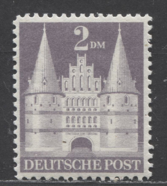 Lot 294 Germany - American and British Zone MI#98IYB (SC# 659) 2m Violet 1948-1951 Buildings Issue, Perf 11, Type 1, Wmk Y, A VFOG Single, Click on Listing to See ALL Pictures, 2022 Scott Classic Cat. $18 USD