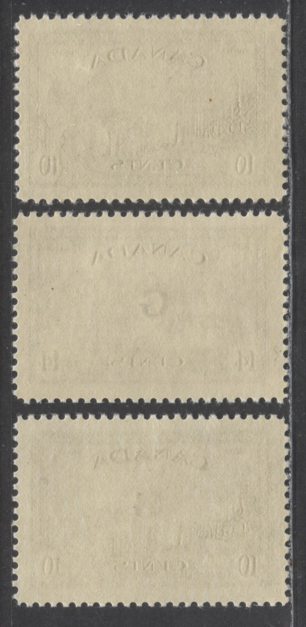 Lot 57 Canada #269, O21, O22 10c,10c, 14c Olive, Olive, Black Brown Great Bear Lake, Great Bear Lake, Hydroelectric Station, 1946, 1950-1951 King George VI Peace, Peace/Natural Resources Overprinted Issues, 3 VFNH Singles