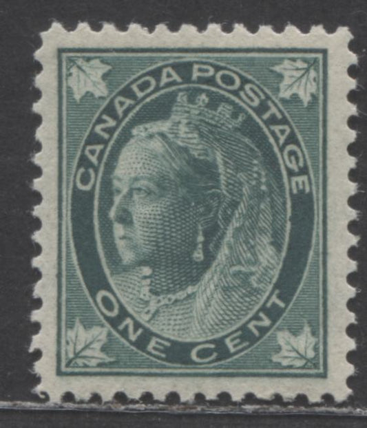 Lot 10 Canada #67 1c Blue Green, 1897 - 1898 Queen Victoria Maple Leaf Issue, A VFOG SIngle On Vertical Wove Paper