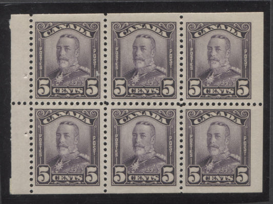 Lot 15 Canada #153a 5c Deep Violet, 1928 - 1929 King George V Scroll Issue, A VFNH Booklet Pane Of 6