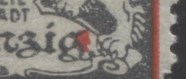 Danzig #119var (MI#144var) 500m Grey & Red, 1923 Coat of Arms Definitives, A VFOG Example Showing Red Blob To the Right of "G" of "Danzig", Unlisted, Net. Est. $5