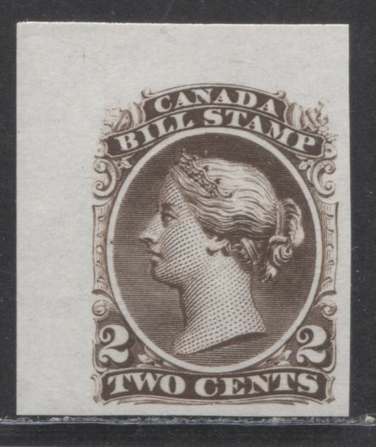 Lot 5 Canada #FB19TC 2c Brown, 1865 Second Bill Issue, A XF Unused Trial Colour Plate Proof