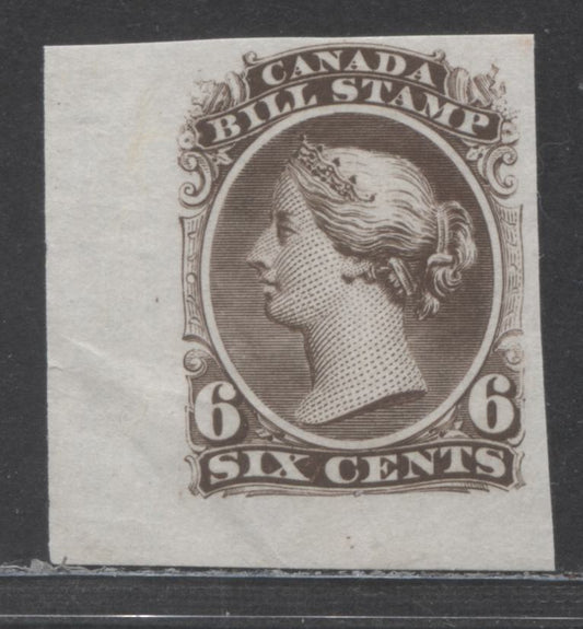 Lot 7 Canada #FB23TC 6c Dark Brown, 1865 Second Bill Issue, A XF Unused Trial colour Plate Proof