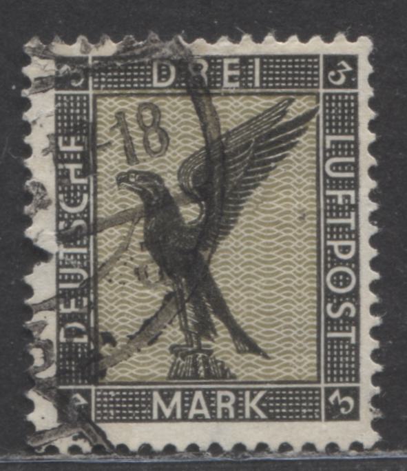 Lot 63 Germany SC#C34(MI#384) 3m Black & Olive Green 1926-1927 Airmail Issue, With Postal Cancel, A F/VF Used Single, Click on Listing to See ALL Pictures, Estimated Value $75 USD
