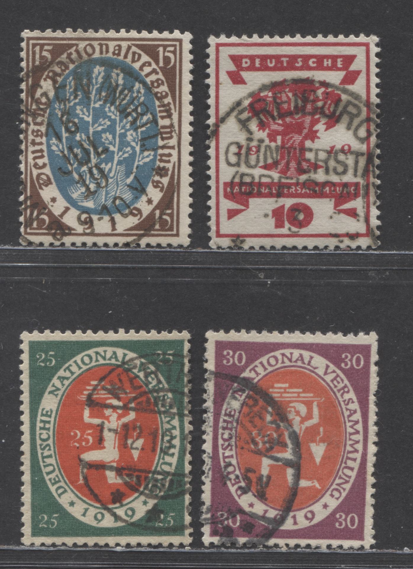 Germany MI#107 (SC# 105)-110 (SC# 108) 1919-1920 National Assembly Issue, , 4 Very Fine Used Singles, Click on Listing to See ALL Pictures, Estimated Value €6
