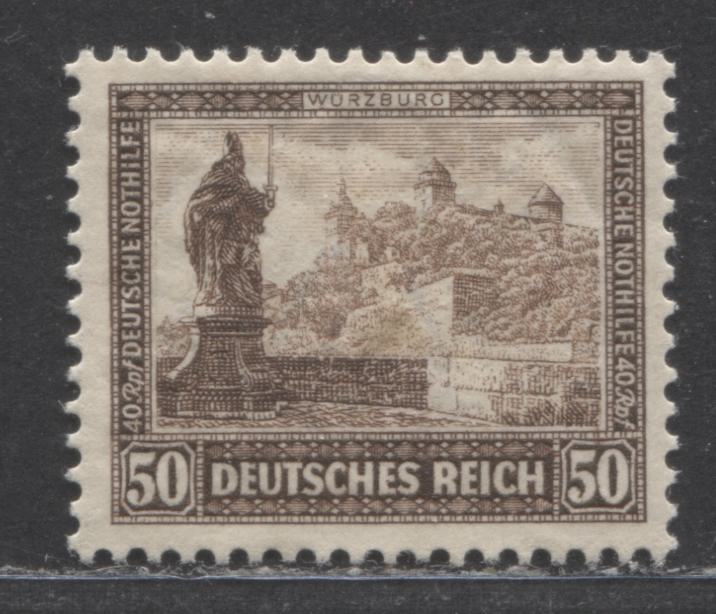 Lot 89 Germany SC#B33d(MI#449) 50pf+40pf Dark Brown 1930 International Philatelic Exhibition - Berlin Issue, With Eagle Watermark, A VF, Large Part OG Single, Click on Listing to See ALL Pictures, Estimated Value $30 USD