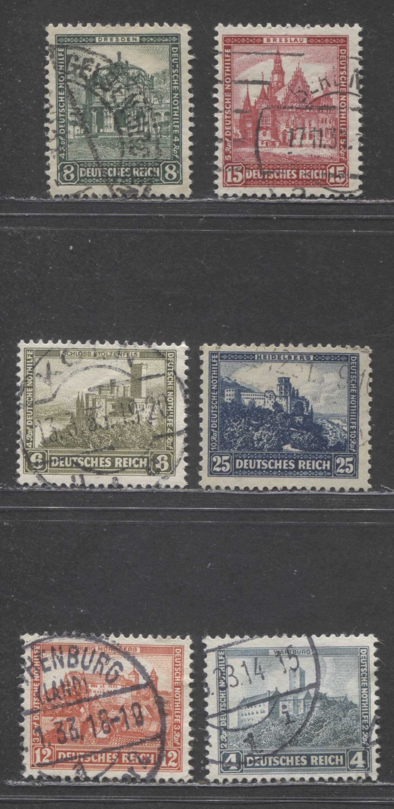 Lot 91 Germany SC#B38-B40, B44-B46(MI#459-461, 474-476) 1931-1932 Semi Postal Issue, 6 F/VF Postally Used Singles, Click on Listing to See ALL Pictures, Estimated Value $30 USD