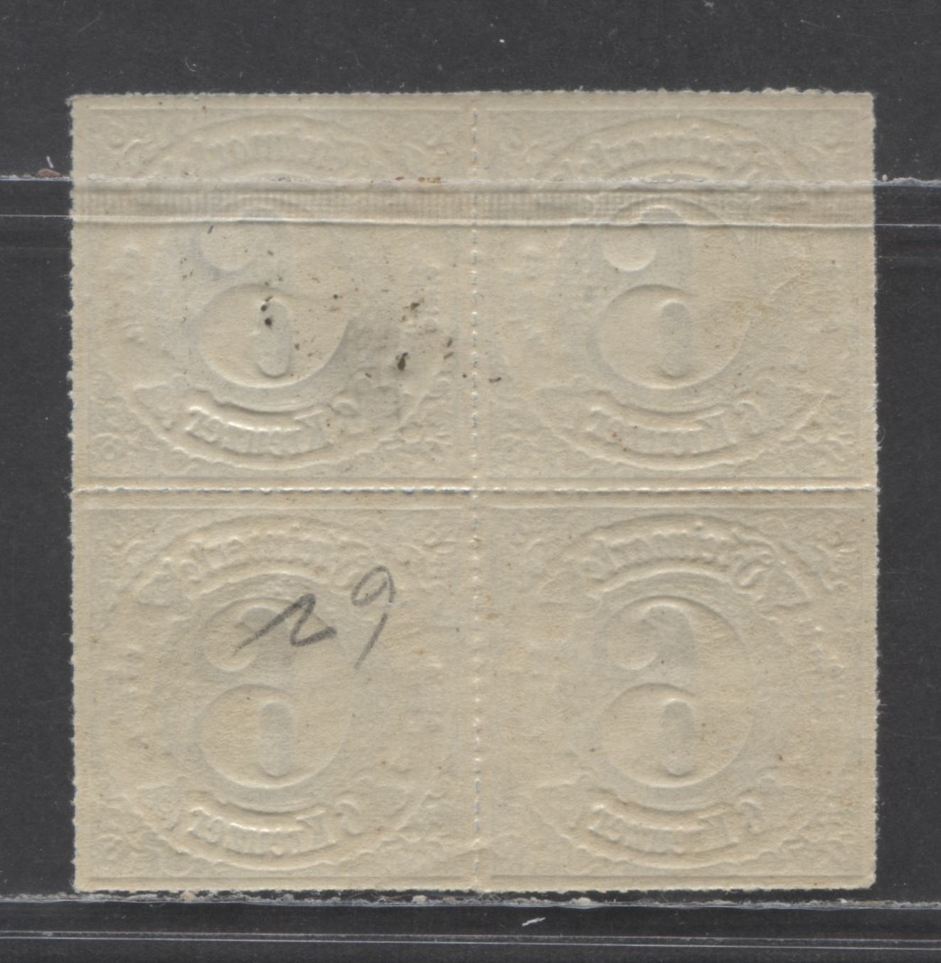 Lot 52 Germany - Thurn & Taxis Mi#53 (SC# 62) 6kr Blue 1866 Numeral Issue, Rouletted In Colored Lines, 3 Stamps NH (One With Pencil Markings), A VFNH/LH Block Of 4, Click on Listing to See ALL Pictures, Estimated Value $10