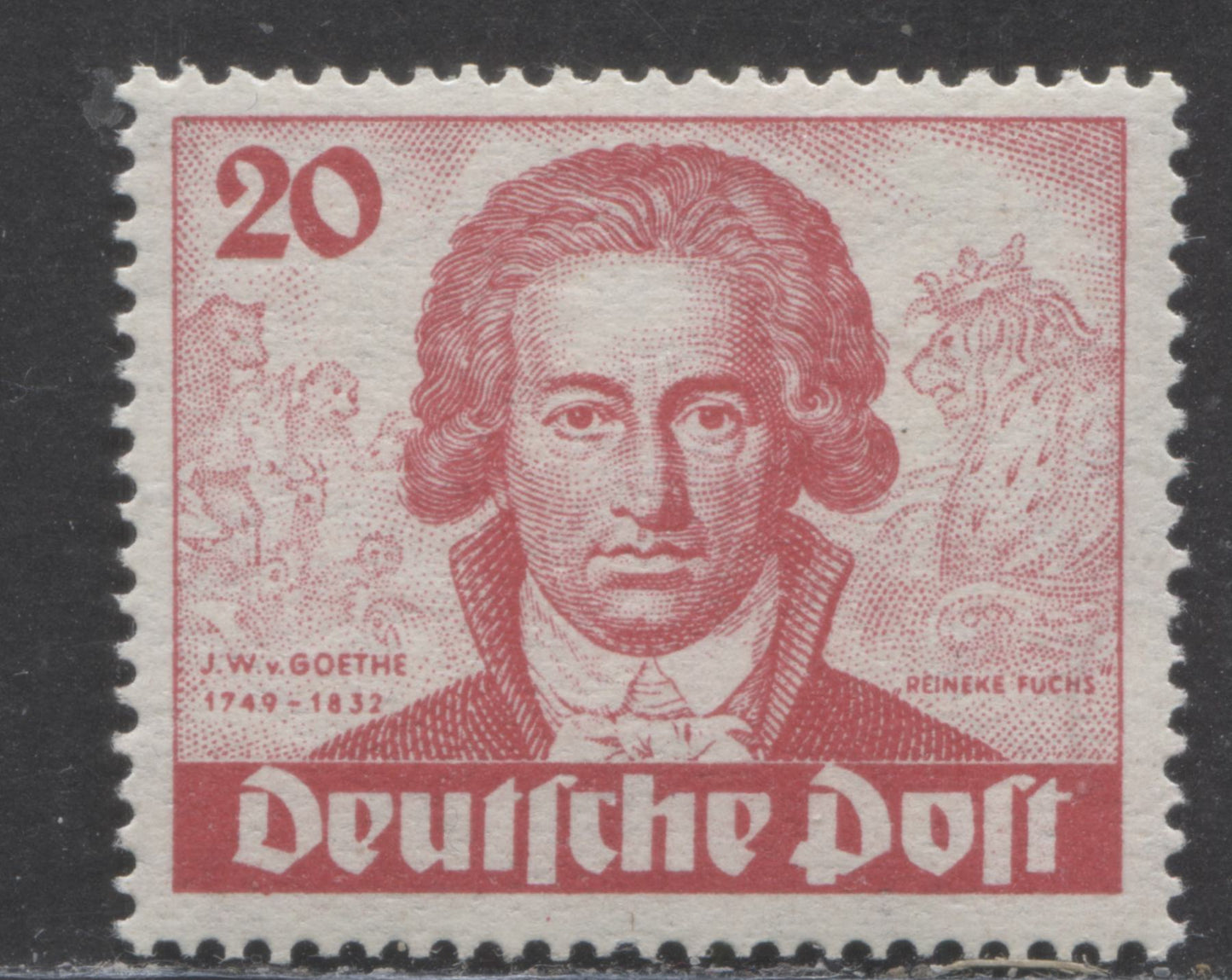 Germany - Berlin Mi#62 (SC#9N62) 20pf Carmine 1949 Von Goethe Issue, A F/VFNH Single, Click on Listing to See ALL Pictures, Estimated Value $125