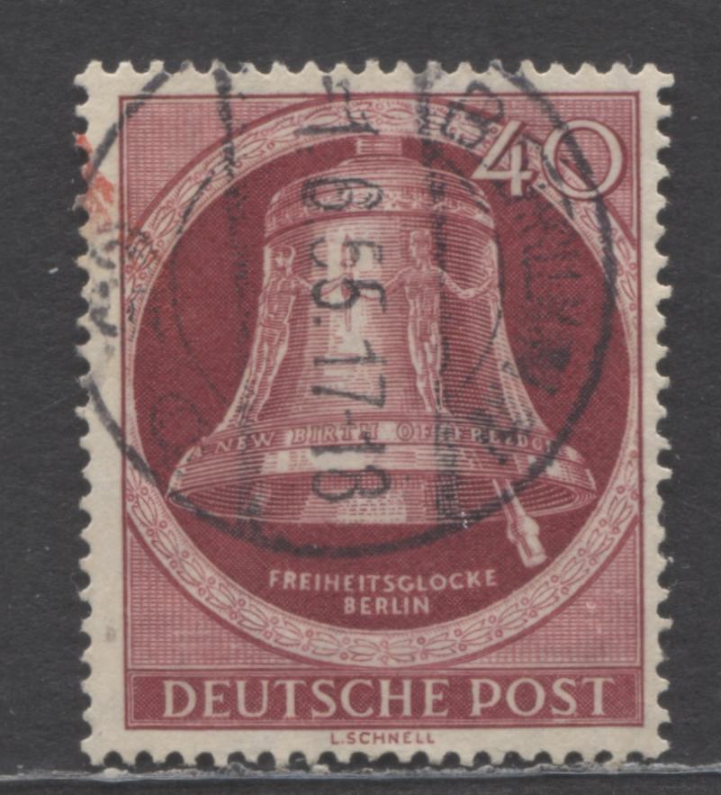 Germany - Berlin Mi#86 (SC#9N79) 40pf Deep Carmine 1951-1952 Re-engraved Freedom Bell Issue, A Fine/Very Fine Used Single, Click on Listing to See ALL Pictures, Estimated Value $15