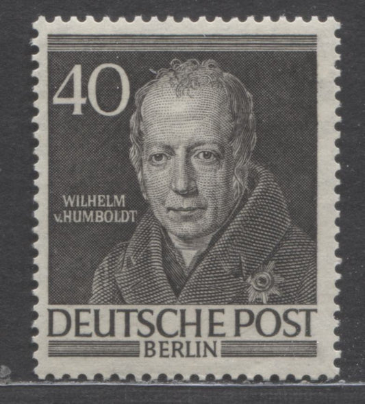 Germany - Berlin Mi#100 (SC#9N93) 40pf Black 1952-1953 Portraits Issue, A FNH Single, Click on Listing to See ALL Pictures, Estimated Value $15