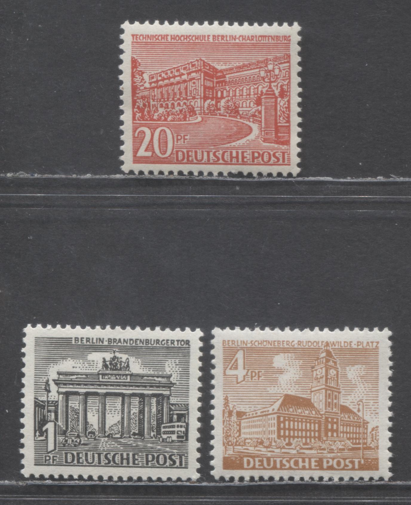 Germany-Berlin SC#9N42,9N43,9N49 (Mi#42,43,49) 1949 Definitives Issue, 3 VFNH Singles, Click on Listing to See ALL Pictures, Estimated Value $5 USD