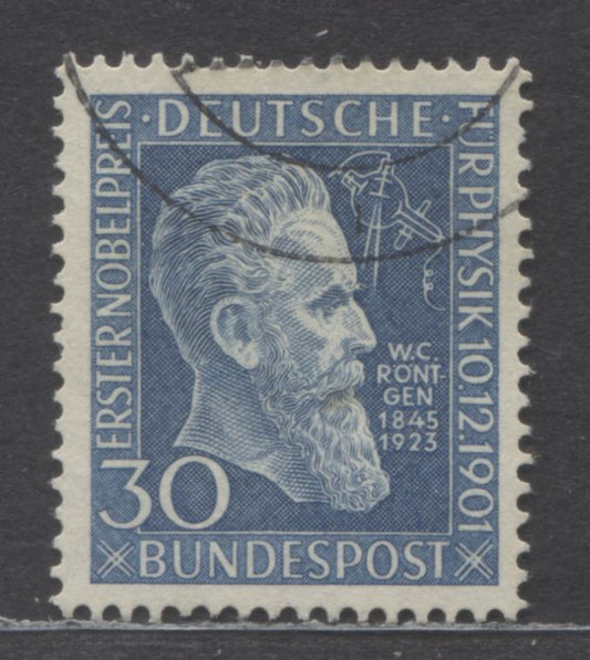 Germany Mi#147 (SC# 686) 30pf Blue 1951 Roentgen Issue, A Very Fine Used Single, Click on Listing to See ALL Pictures, Estimated Value $16