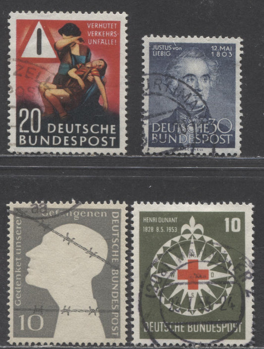 Lot 64 Germany SC#694-697 1953 Traffic Safety - Prisoners Of War Issues, 4 Very Fine Used Singles, Estimated Value $30