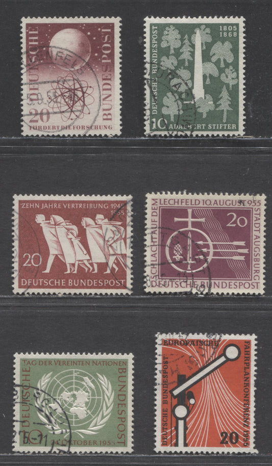 Germany Mi#214 (SC#731)-221 (SC#736) 1955 Gauss - United Nations Issues, 6 Very Fine Used Singles, Click on Listing to See ALL Pictures, Estimated Value $13