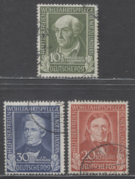 Lot 98 Germany Mi#118 (SC#B311)-120 (SC#B313) 1949 Welfare Oranizations Semi Postals, 3 Fine Used Singles, Estimated Value $75