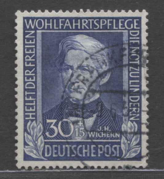 Lot 88 Germany Mi#120 (SC#B313) 30+15pf Blue 1949 Welfare Oranizations Semi Postals, A Very Fine Used Single, Click on Listing to See ALL Pictures, Estimated Value $100