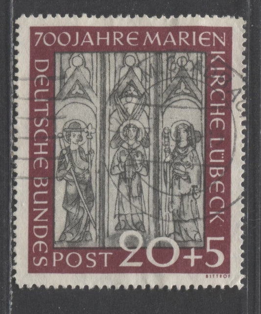 Lot 93 Germany Mi#140 (SC#B317) 20+5pf Red 1951 700th Anniversary Of Marienkirche Semi Postal Issue, A Very Fine Used Single, Click on Listing to See ALL Pictures, Estimated Value $65