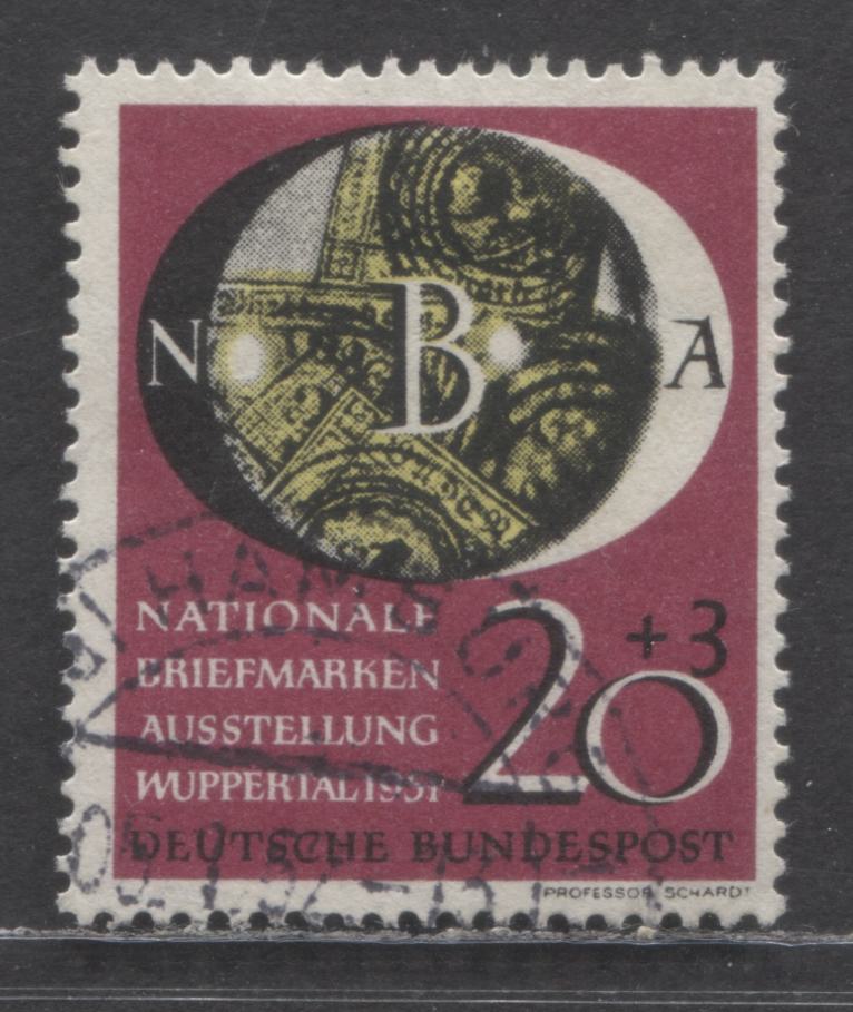 Lot 98 Germany Mi#142 (SC#B319) 20+3pf Multicolored 1951 Philatelic Exhibition Semi Postals, A Fine/Very Fine Used Single, Click on Listing to See ALL Pictures, Estimated Value $25