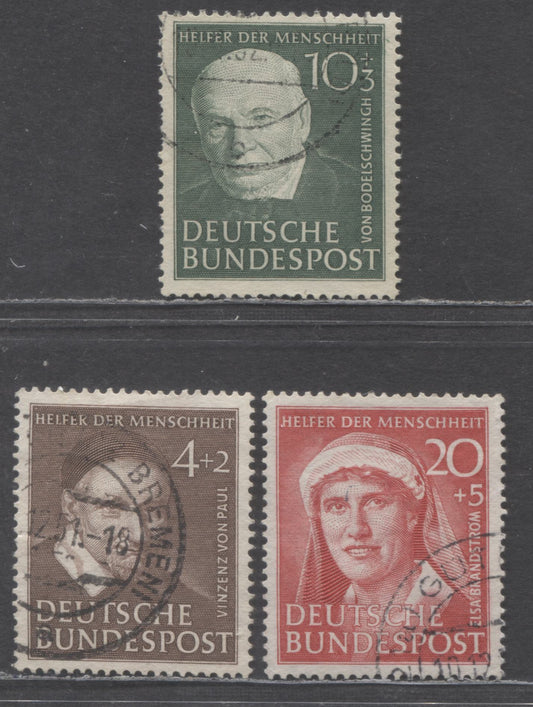 Lot 99 Germany Mi#143 (SC#B320)-145 (SC#B322) 1951 Charity Semi Postals, 3 Fine/Very Fine Used Singles, Click on Listing to See ALL Pictures, Estimated Value $22