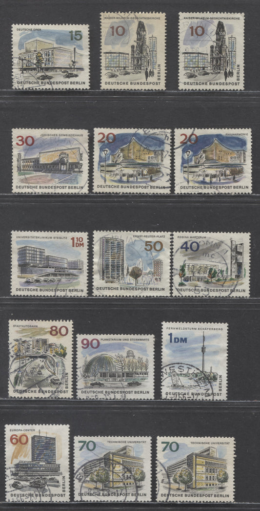 Germany - Berlin Mi#254 (SC#9N223)-265 (SC#9N234) 1965-1966 New Berlin Definitives, 12 Very Fine Used Singles, Click on Listing to See ALL Pictures, Estimated Value $6