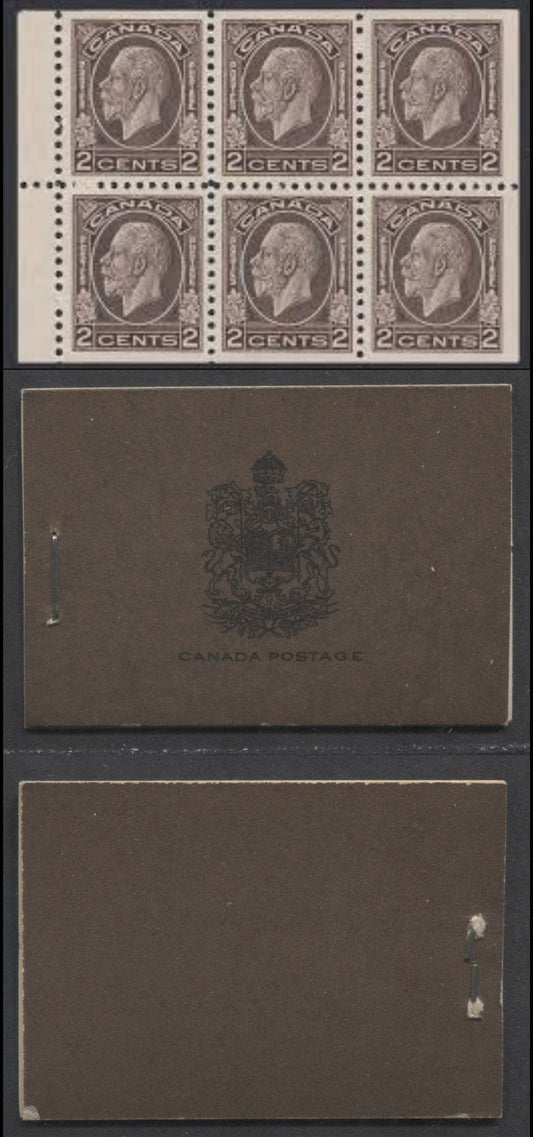 Canada #BK21b 25c Black Brown King George V, 1932 Medallion Issue, A VFNH Booklet With 2 Panes Of 6, Type 2