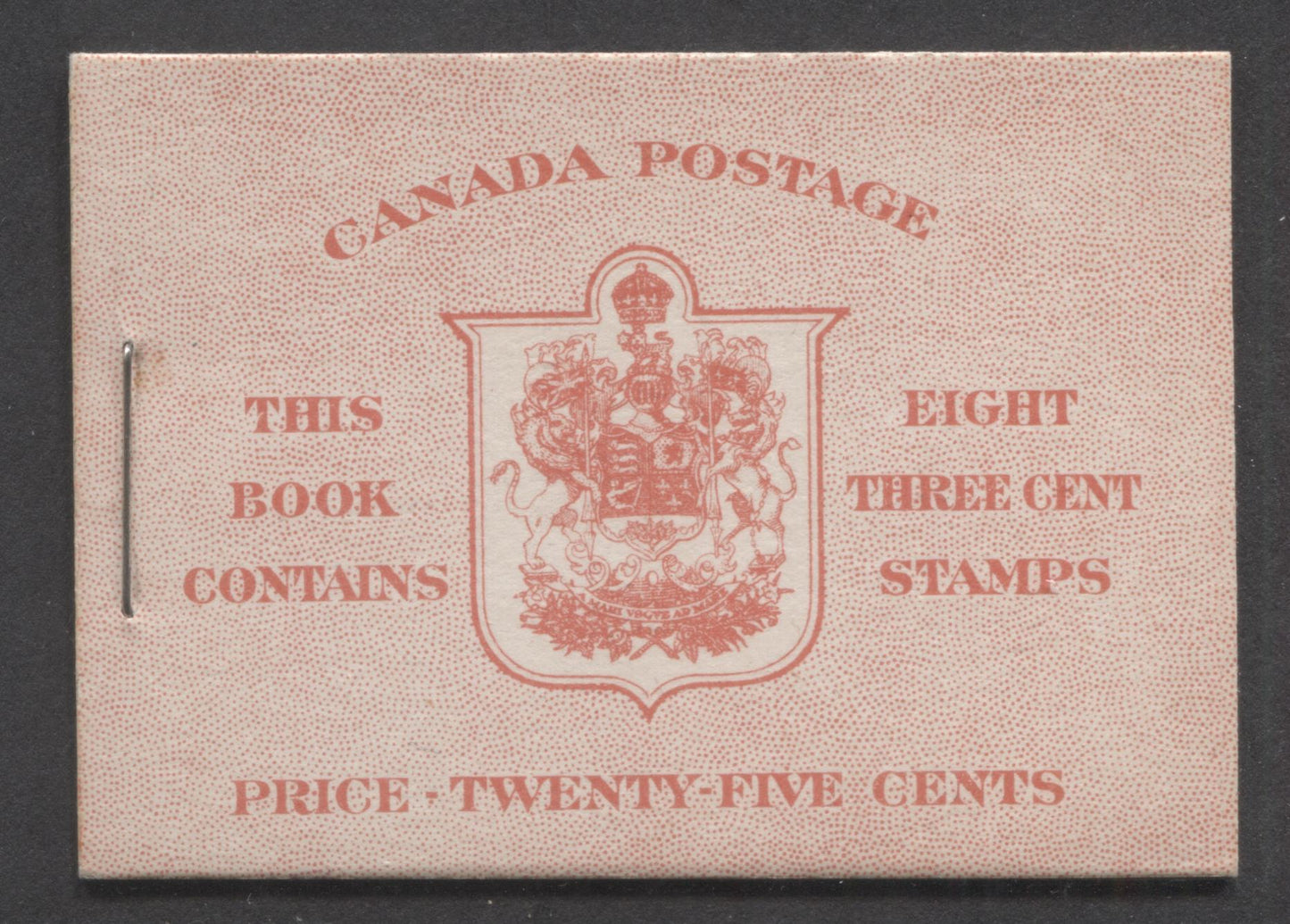 Canada #BK30cIIe 25c Carmine King George VI, 1937-1942 Mufti Issue, A VFNH Booklet With 2 Panes Of 4+2 Labels of the 3c Carmine, Front Cover Type IIe