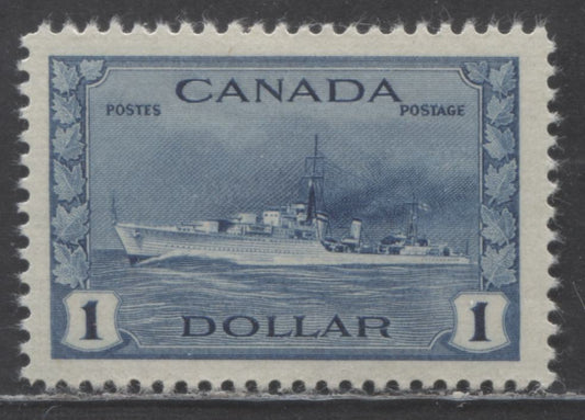 Lot 69 Canada #262 $1 Deep Prussian Blue Tribal Class Destroyer, 1942-1943 King George VI War Issue, A VFLH Single On Vertical Wove Paper With Cream Gum