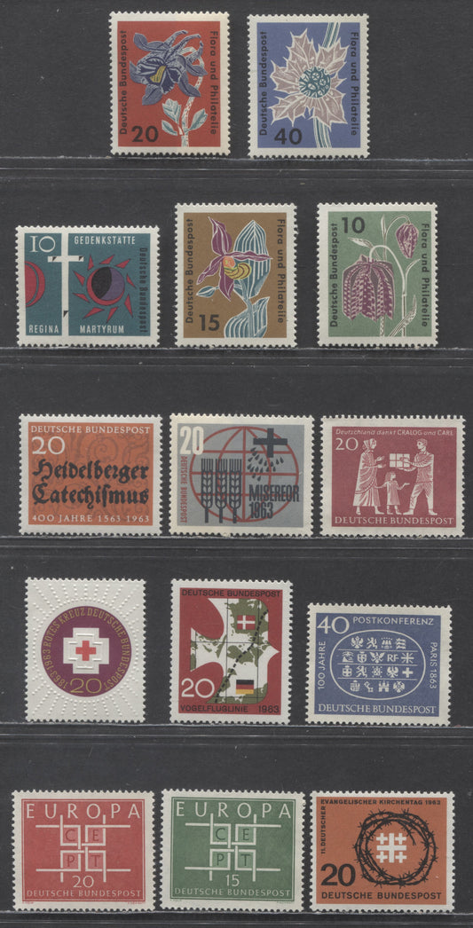 Lot 65 Germany Mi#390 (SC#855)-407 (SC#868) 1963 American Organizations - Europa Issues, 14 VFNH Singles, Estimated Value $5