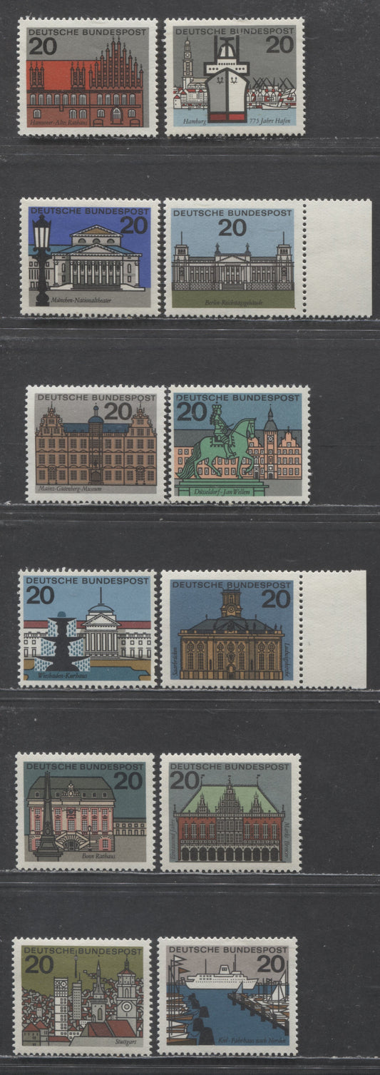 Lot 67 Germany Mi#416 (SC#869)-427 (SC#879A) 1964-1965 State Capitals Issue, 11 VFNH Singles, Click on Listing to See ALL Pictures, Estimated Value $3