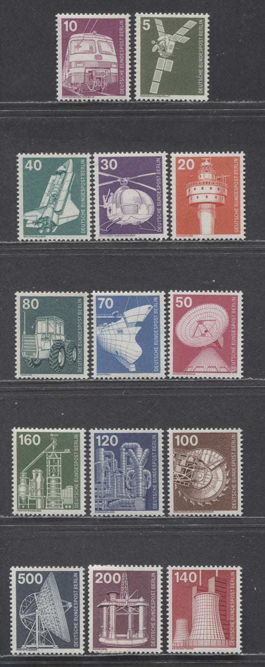 Berlin-Germany SC#9N359/9N376(Mi#494-507) 1975 Industry Definitives Issue, 14 VFNH Singles, Click on Listing to See ALL Pictures, Estimated Value $20 USD