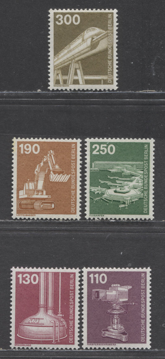 Berlin-Germany SC#9N368A/9N375B(Mi#668-672) 1982 Industry Definitives Issue, 5 VFNH Singles, Click on Listing to See ALL Pictures, Estimated Value $18 USD