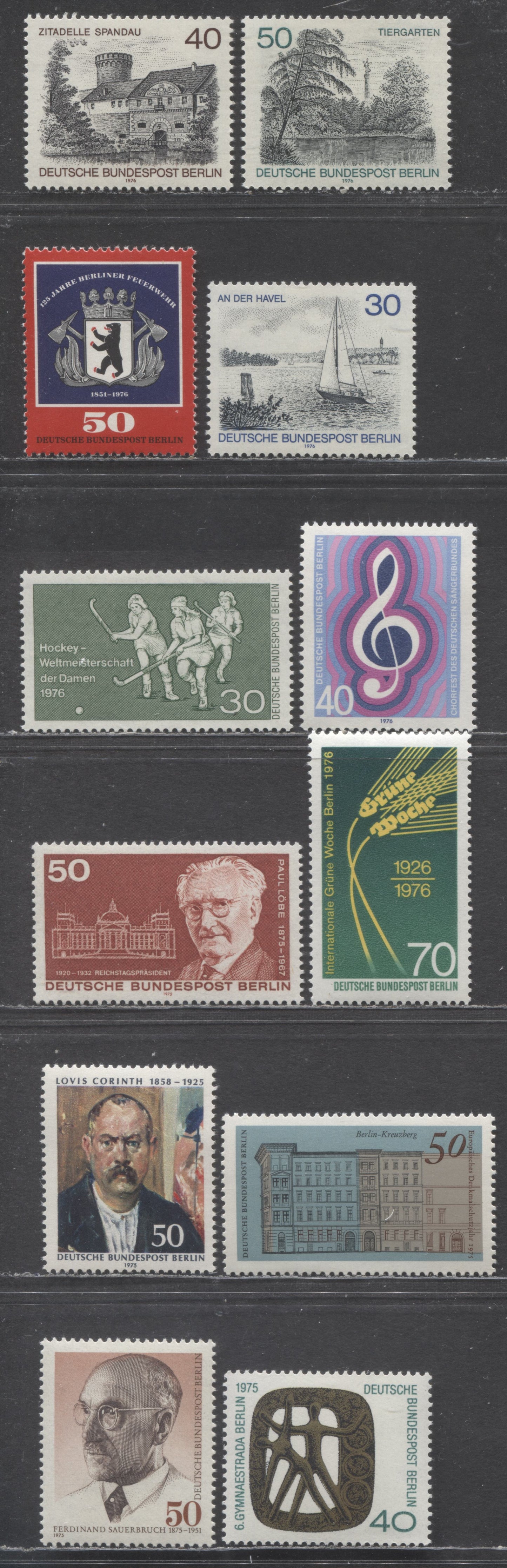 Berlin-Germany SC#9N379-9N390(Mi#492/531) 1972 Saurbruch - Berlin Views Issues, 12 VFNH Singles, Click on Listing to See ALL Pictures, Estimated Value $10 USD