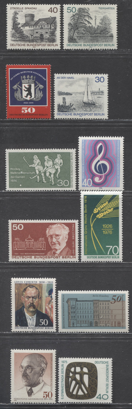 Berlin-Germany SC#9N379-9N390(Mi#492/531) 1972 Saurbruch - Berlin Views Issues, 12 VFNH Singles, Click on Listing to See ALL Pictures, Estimated Value $10 USD