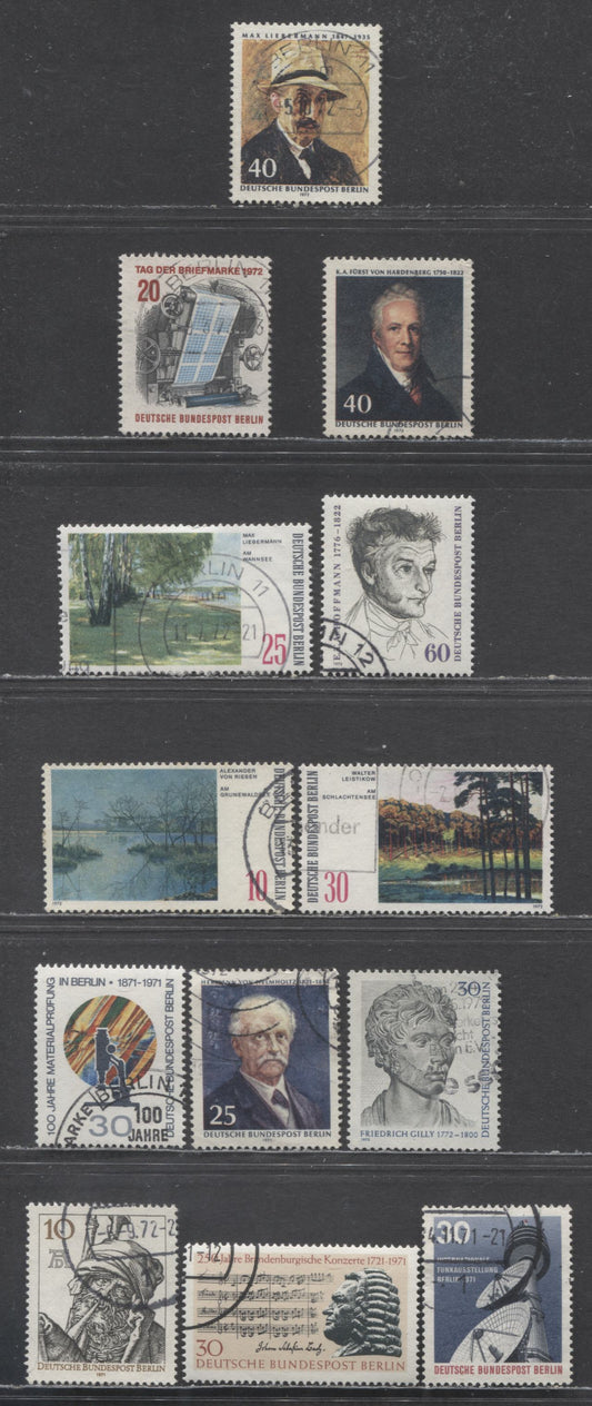 Berlin - Germany Mi#390 (9N311)/410 (9N334) 1971-1972 Durer - Stamp Day Issues, 13 Very Fine Used Singles, Estimated Value $8