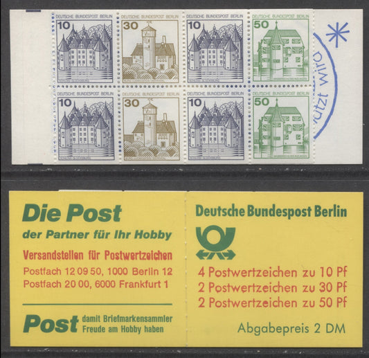 Berlin - Germany Mi#11a0z (SC# 9N391b) 10pf-50pf 1977-1979 Buildings Issue, Kruger Briefmarken' Ad Inside Cover, Hawid Advert On Inside Back Cover, A VFNH Complete Booklet, Click on Listing to See ALL Pictures, Estimated Value $6