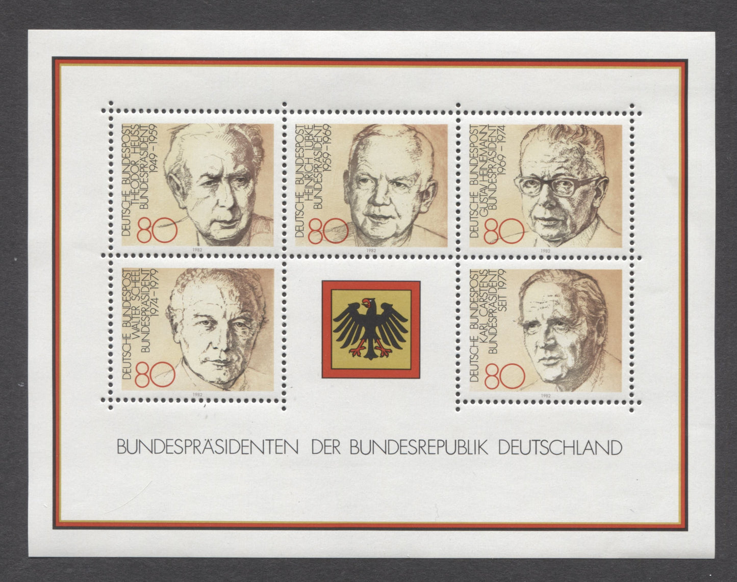 Germany SC#1384(Mi#Block 18) 1982 Presidents Issue, A VFNH Souvenir Sheet, Click on Listing to See ALL Pictures, Estimated Value $5 USD