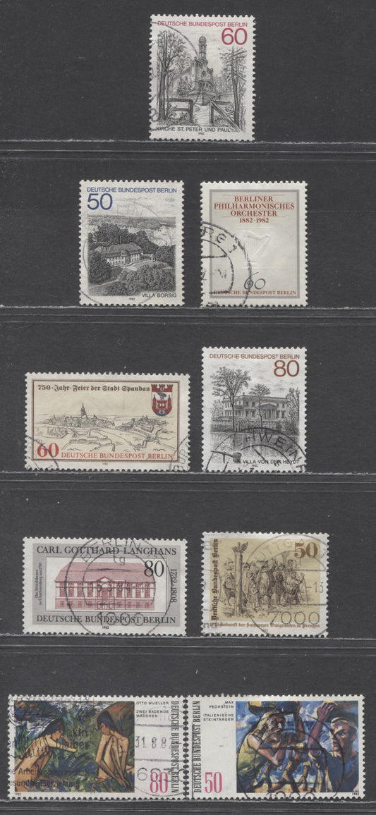 Berlin - Germany SC#9N471-9N479(Mi#666/687) 1982 Commemorative Issues, 9 Very Fine Used Singles, Click on Listing to See ALL Pictures, Estimated Value $6 USD